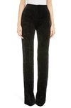 Saint Laurent Crushed Velvet Pants In Black