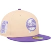 New Era Men's  Peach, Purple New York Yankees Subway Series Side Patch 59fifty Fitted Hat In Orange