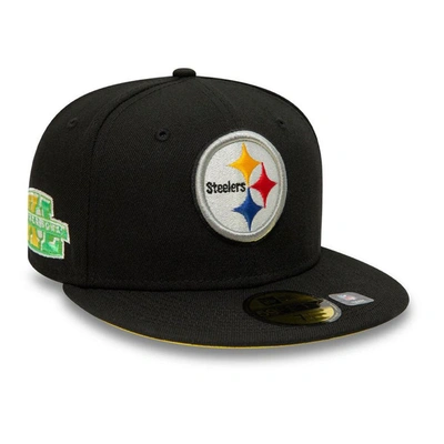 New Era Black Pittsburgh Steelers Super Bowl Xl Citrus Pop 59fifty Fitted Hat