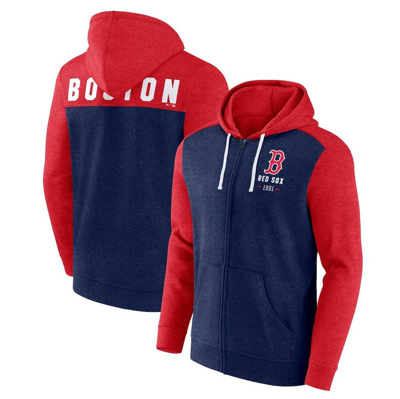 Fanatics Branded Heathered Navy/heathered Red Boston Red Sox Blown Away Full-zip Hoodie In Heathered Navy,heathered Red
