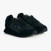 EA7 EA7 EMPORIO ARMANI BLACK FAUX LEATHER LOGO TRAINERS