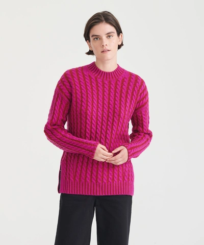 Naadam Color Plaited Cable Crewneck In Rose Gold