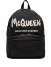 Alexander Mcqueen Black Graffiti Metropolitan Printed Backpack In Black