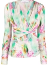 IRO IRO PRINTED WRAP SILK BLEND TOP