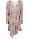 Iro Taro Print V-neck Dress In Beige