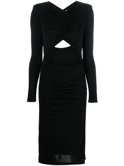 Roland Mouret Ruched Long-sleeved Maxi Dress In Black