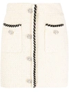 Self-portrait Cable Knit Mini Skirt With Twisted Trimmings In Beige