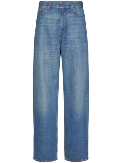 Valentino Medium Blue Denim Trousers Woman Blue 24