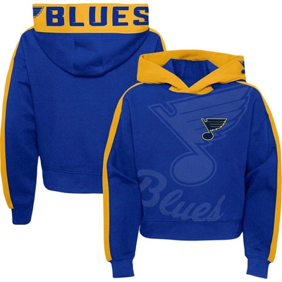 OUTERSTUFF GIRLS YOUTH BLUE ST. LOUIS BLUES RECORD SETTER PULLOVER HOODIE