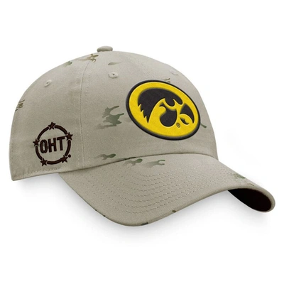 TOP OF THE WORLD TOP OF THE WORLD KHAKI IOWA HAWKEYES OHT MILITARY APPRECIATION STORM ADJUSTABLE HAT