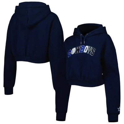The Wild Collective Navy Dallas Cowboys Cropped Pullover Hoodie