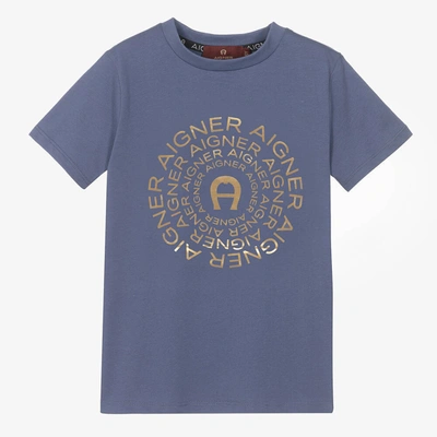 Aigner Babies'  Boys Blue & Gold Logo T-shirt