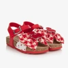 MONNALISA GIRLS RED TWEED CHERRY SANDALS