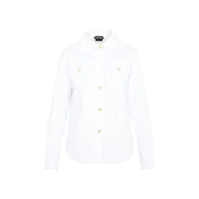 Tom Ford Lightweight Denim Jean Shirt In White