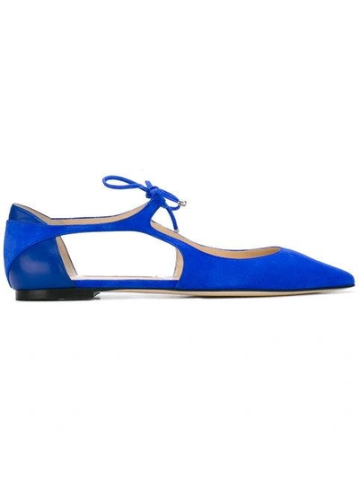 Jimmy Choo Vanessa Flat Cobalt Suede And Nappa Pointy Toe Flats In Cobalt/cobalt