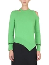 Alexander Mcqueen Sweater With Bare Shoulders In Green