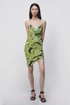 Jonathan Simkhai Trixie Printed Mesh Mini Dress In Chartreuse Multi