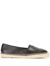 Saint Laurent Logo-embossed Leather Espadrilles In Black