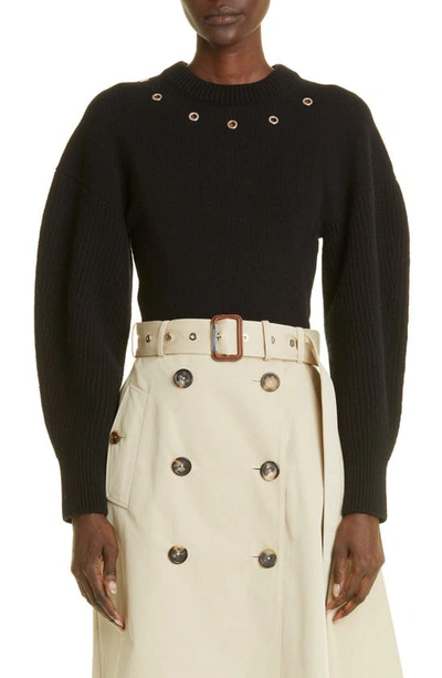Alexander Mcqueen Rivet Yoke Wool Sweater In Black