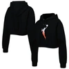 THE WILD COLLECTIVE THE WILD COLLECTIVE BLACK WNBA LOGOWOMAN CROPPED PULLOVER HOODIE