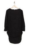 Go Couture Boatneck High/low Hem Tunic Top In Black Print 1