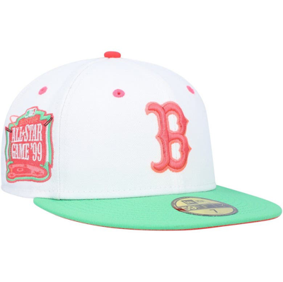 New Era Men's  White, Green Boston Red Sox 1999 Mlb All-star Game Watermelon Lolli 59fifty Fitted Hat In White,green