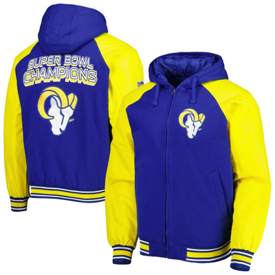 G-iii Sports By Carl Banks Royal Los Angeles Rams Defender Raglan Full-zip Hoodie Varsity Jacket