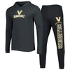 Concepts Sport Men's  Black, Charcoal Vanderbilt Commodores Meter Pullover Hoodie And Joggers Sleep S In Black