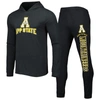 CONCEPTS SPORT CONCEPTS SPORT BLACK/CHARCOAL APPALACHIAN STATE MOUNTAINEERS METER PULLOVER HOODIE & PANT SLEEP SET