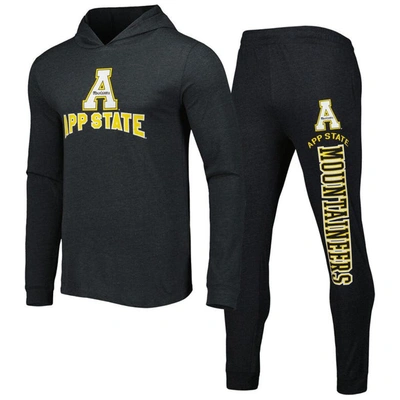 Concepts Sport Black/charcoal Appalachian State Mountaineers Meter Pullover Hoodie & Trouser Sleep Set