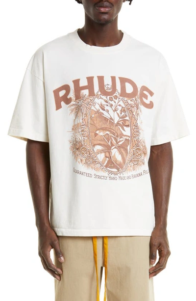 Rhude Cigaro Logo-print Cotton-jersey T-shirt In White