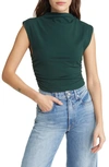 Reformation Lindy Ruched Crop Top In Green