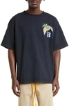 Rhude Moonlight Tropics Logo-print Cotton-jersey T-shirt In Vtg Black