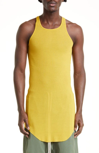 Rick Owens Rib Long Tank In Lemon