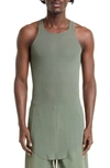 Rick Owens Rib Long Tank In Moss