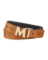 Mcm Reversible Signature Leather Belt In Cognac