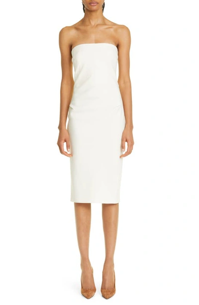 Max Mara Bernard Strapless Wool Dress In Cream