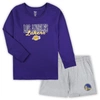 Concepts Sport Purple/heather Gray Los Angeles Lakers Plus Size Long Sleeve T-shirt And Shorts Sleep In Purple