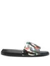 Alexander Mcqueen Graphic Logo Print Pool Slides In White