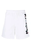 Alexander Mcqueen Swim Trunks With Graffiti Acquerello Print In White