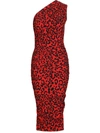 Dolce & Gabbana Leopard-print Ruched One-shoulder Midi Dress
