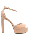 Stuart Weitzman Disco Patent-leather Platform Sandals In Pink