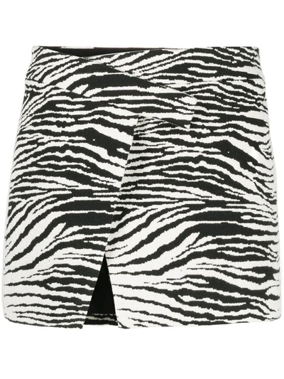 Attico Zebra Print Cloe Wrap Mini Skirt In Grey