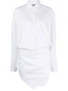 Attico Hatty Ruched Mini Shirtdress In White