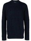 Versace Logo Jacquard Woollen Jumper In Blue