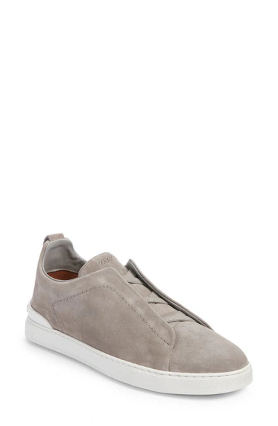 Zegna Triple Stitch Slip-on Sneaker In Grey