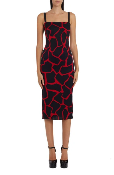 Dolce & Gabbana Silk Printed Midi Dress In Black