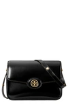 Tory Burch Robinson Spazzolato Leather Shoulder Bag In Black