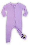 BELLABU BEAR KIDS' LAVENDER FITTED ONE-PIECE CONVERTIBLE FOOTIE PAJAMAS