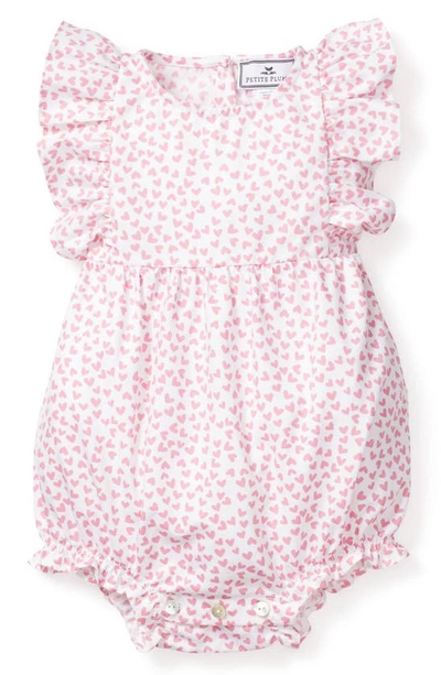 PETITE PLUME HEART PRINT RUFFLE ROMPER